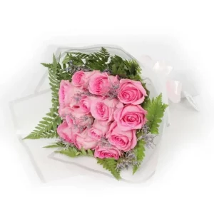 Arrangement of dozen pink roses